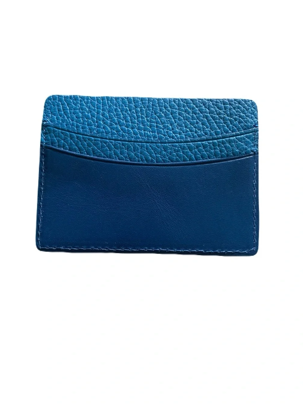 Pebbled Grain & Smooth Genuine Leather Blue 5 Pocket Card Case Unisex  USA Made